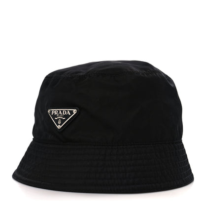 Prada Re-Nylon Metal Triangle Logo Mens Bucket Hat XL Black 1 of 7