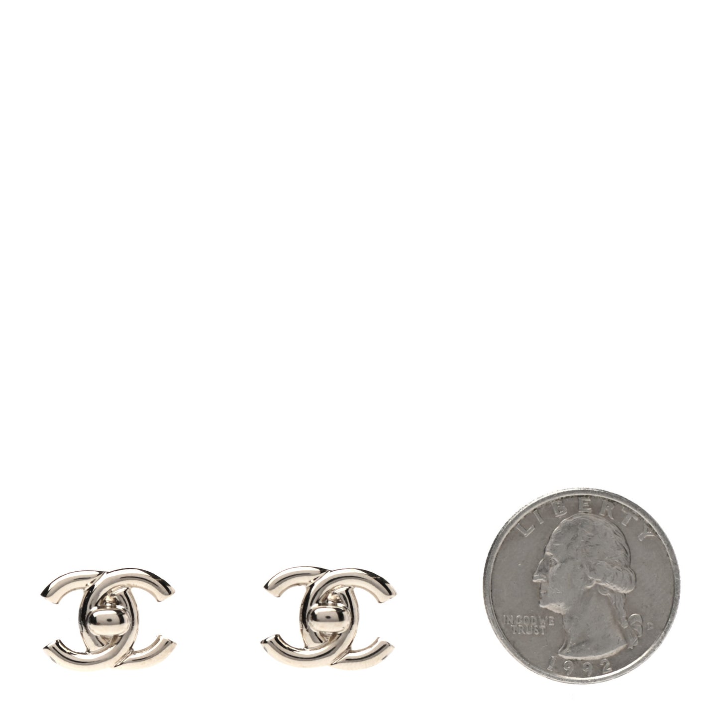 Metal CC Turnlock Clip On Earrings Gold
