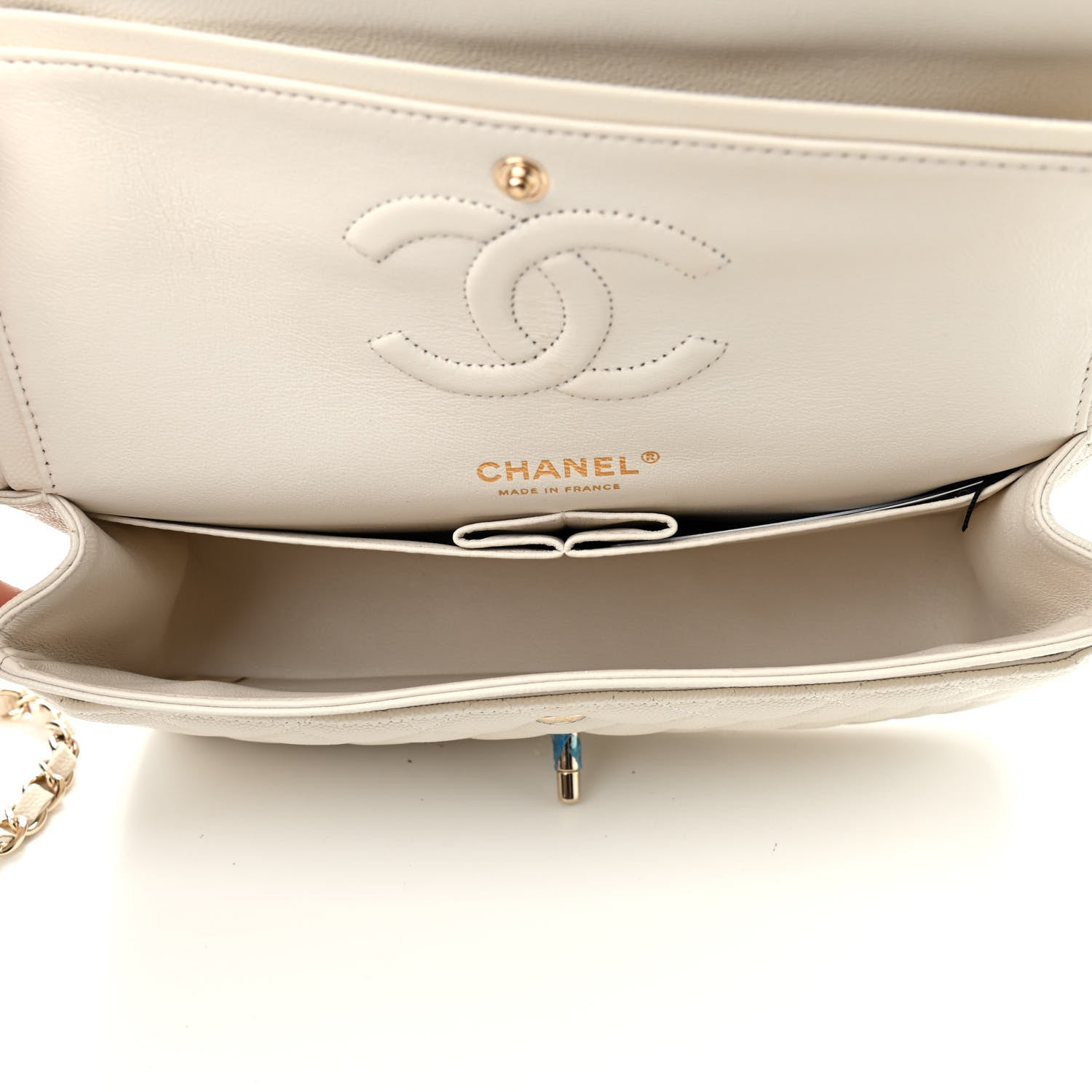 Chanel Caviar Quilted Medium Double Flap White 5 of 9