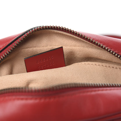 Gucci Calfskin Matelasse Mini GG Marmont Chain Shoulder Bag Hibiscus Red 6 of 9