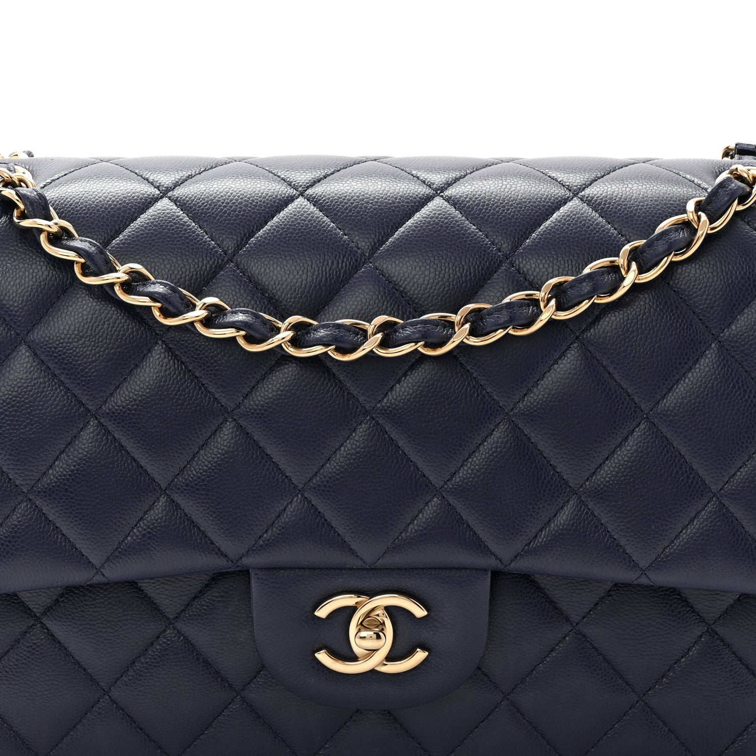 Chanel Caviar Quilted Jumbo Double Flap Dark Navy 8 of 11