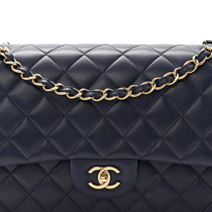 Chanel Caviar Quilted Jumbo Double Flap Dark Navy 8 of 11
