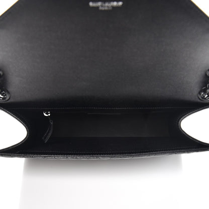 Saint Laurent Grain De Poudre Textured Mixed Matelasse Large Triquilt Monogram Monochrome Satchel Black 6 of 13