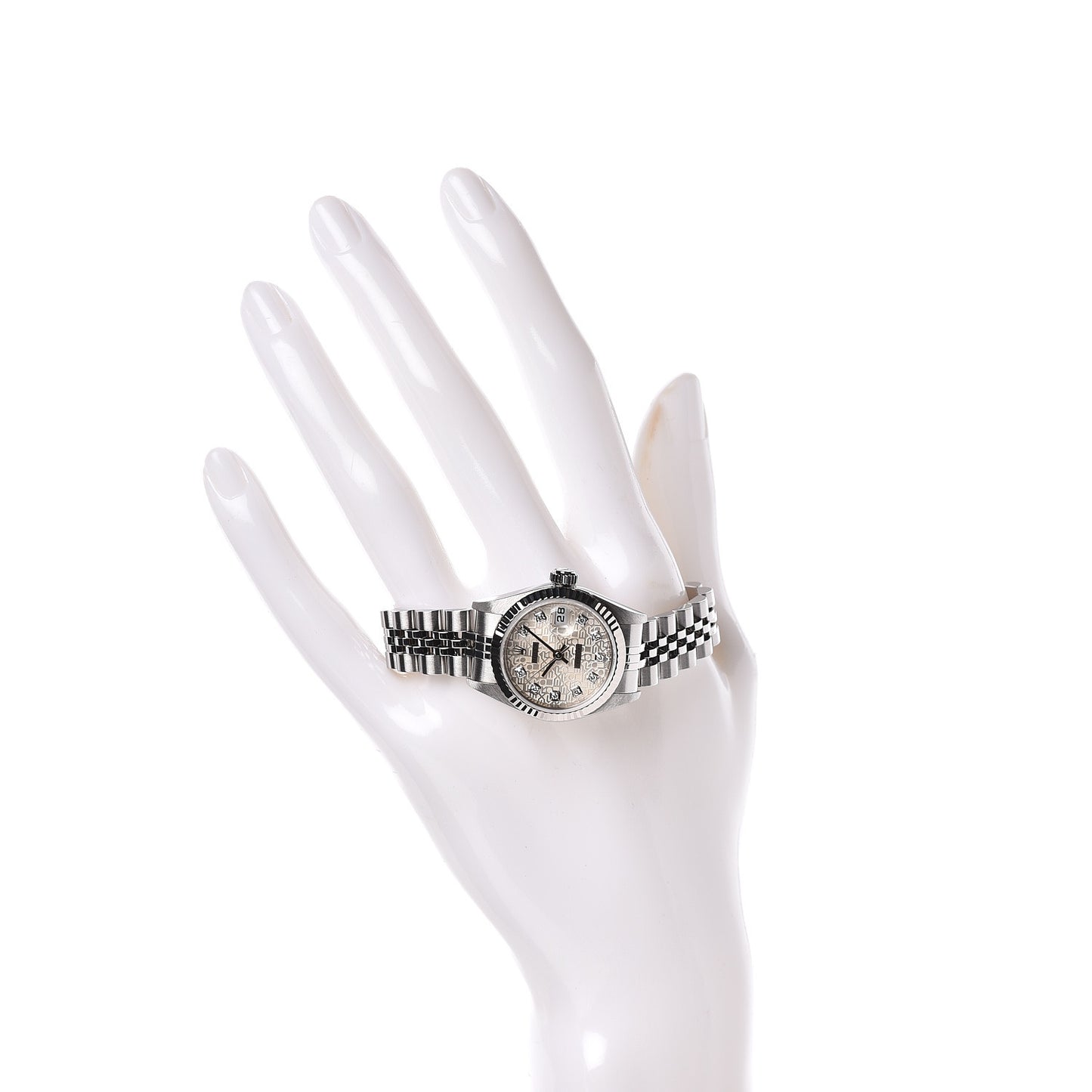 Stainless Steel 18K White Gold Diamond 26mm Oyster Perpetual Datejust Watch Silver Jubilee 79174