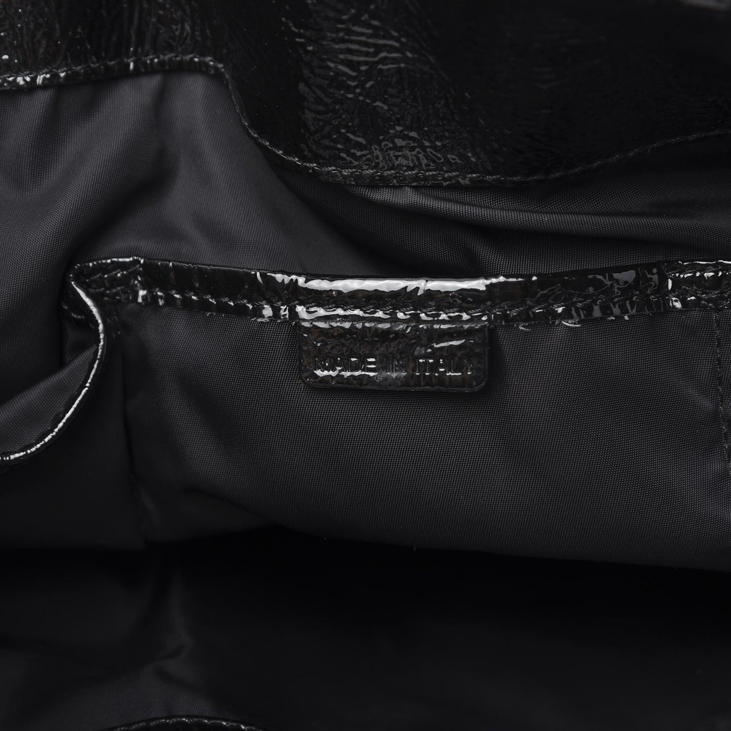 Nylon Beat Check Pleated East West Tote Black