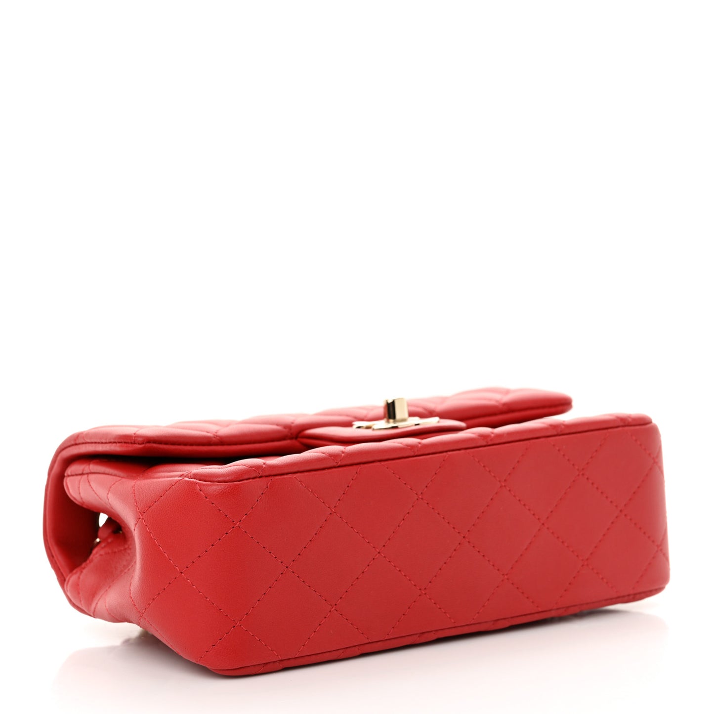 Lambskin Quilted Mini Rectangular Flap Red