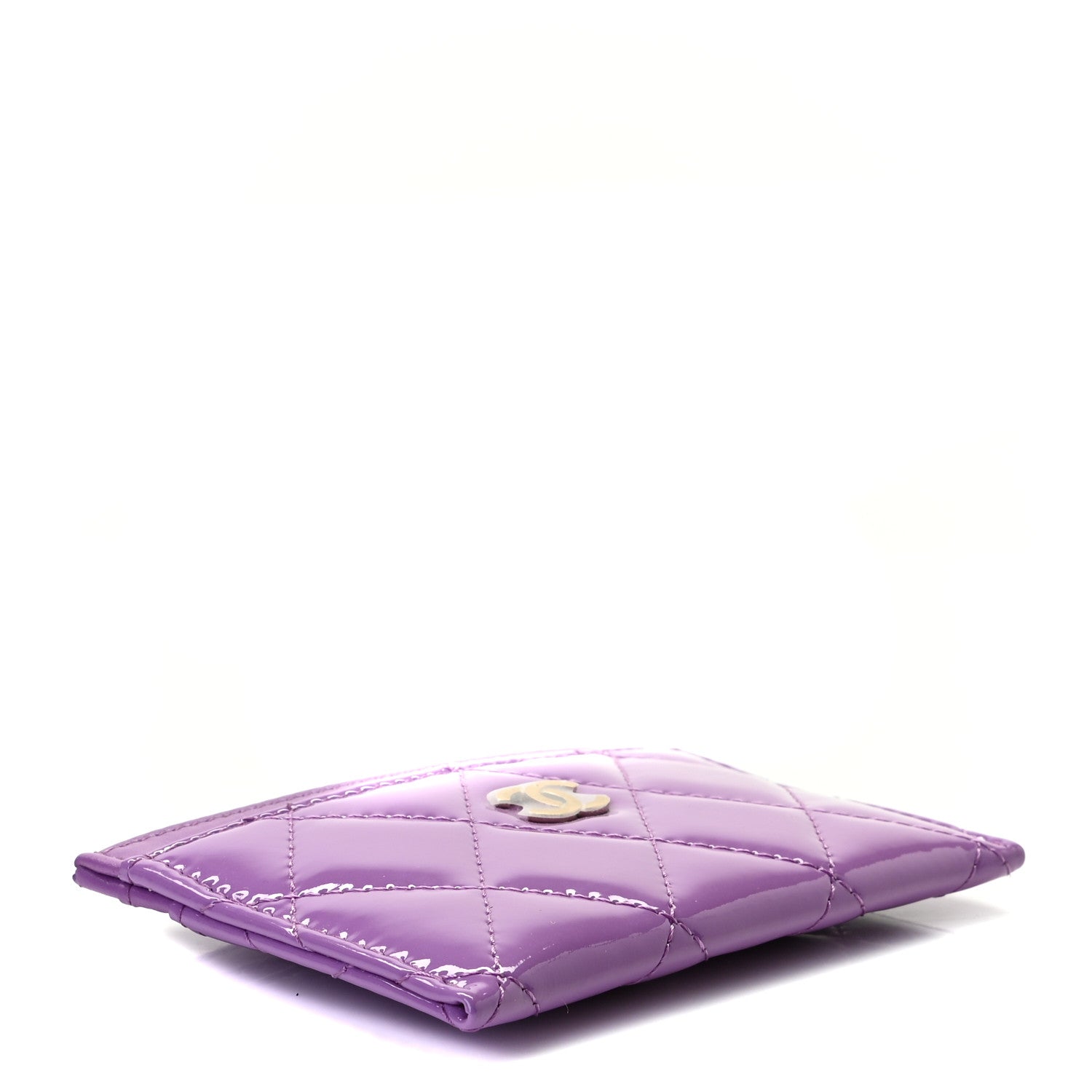 Chanel Patent Quilted Card Holder Purple 7 of 10