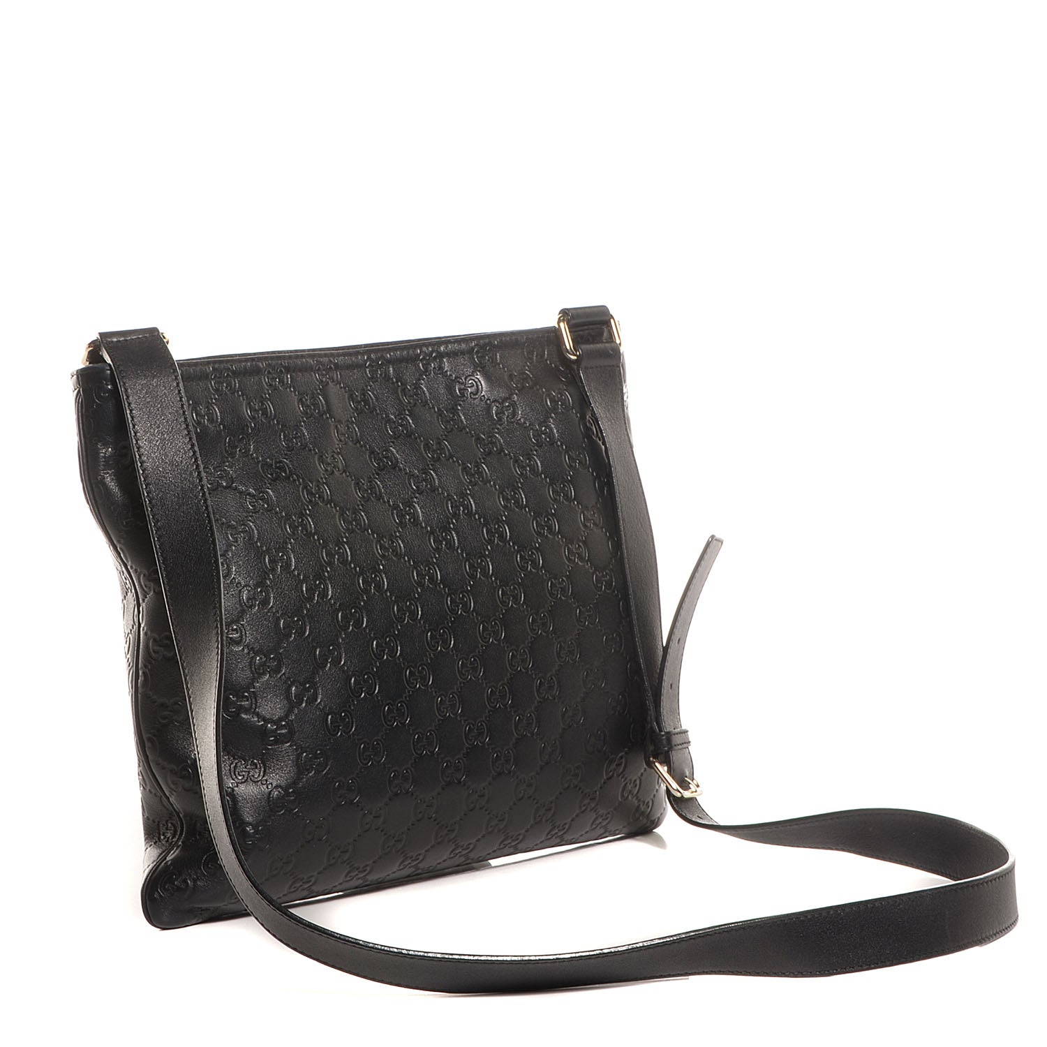Gucci Guccissima Medium Flat Messenger Bag Black 3 of 8