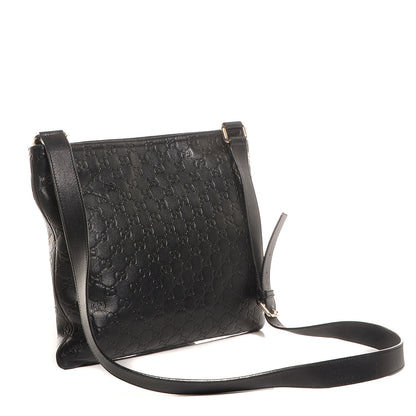 Gucci Guccissima Medium Flat Messenger Bag Black 3 of 8