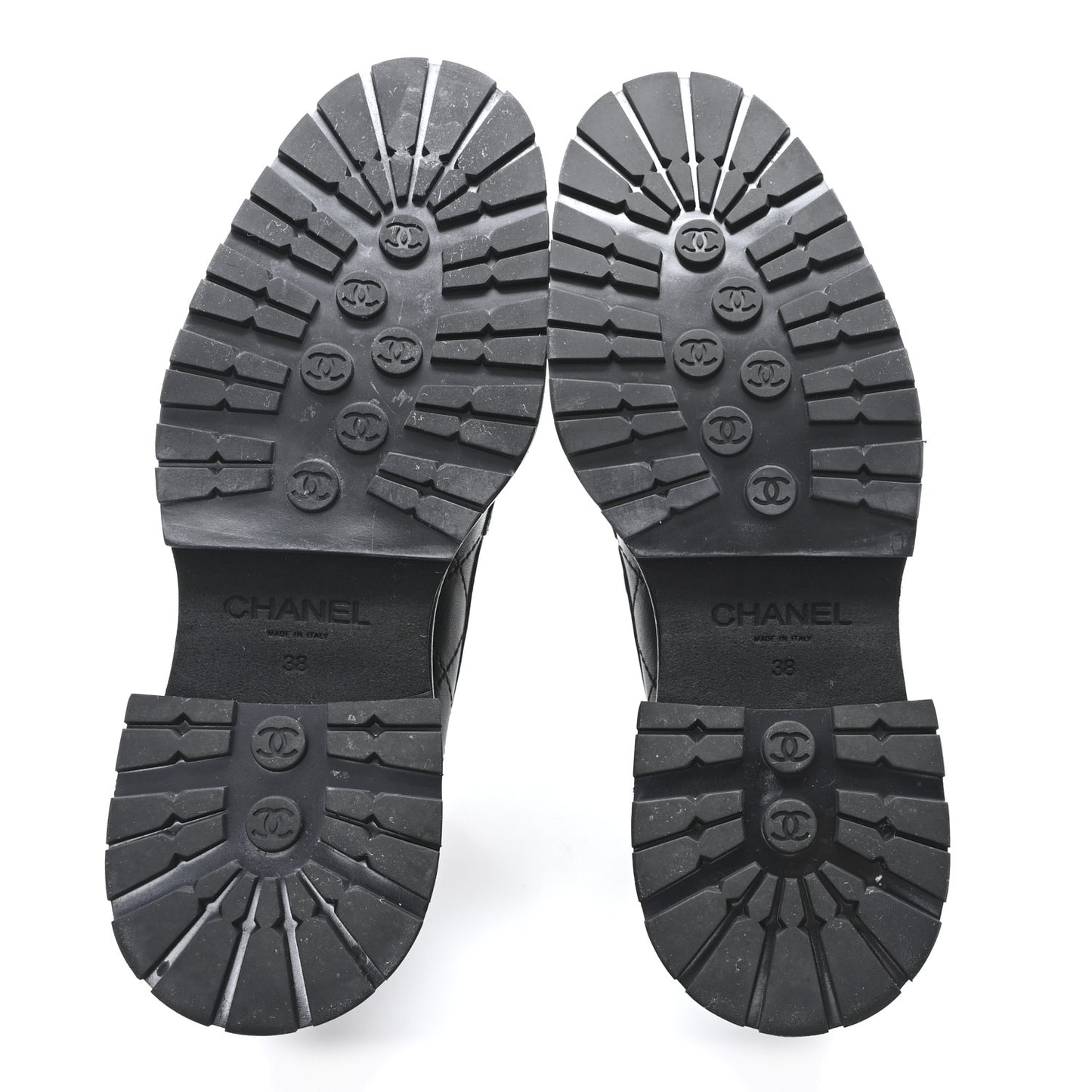 Calfskin Quilted CC Mocassin Loafers 38 Black
