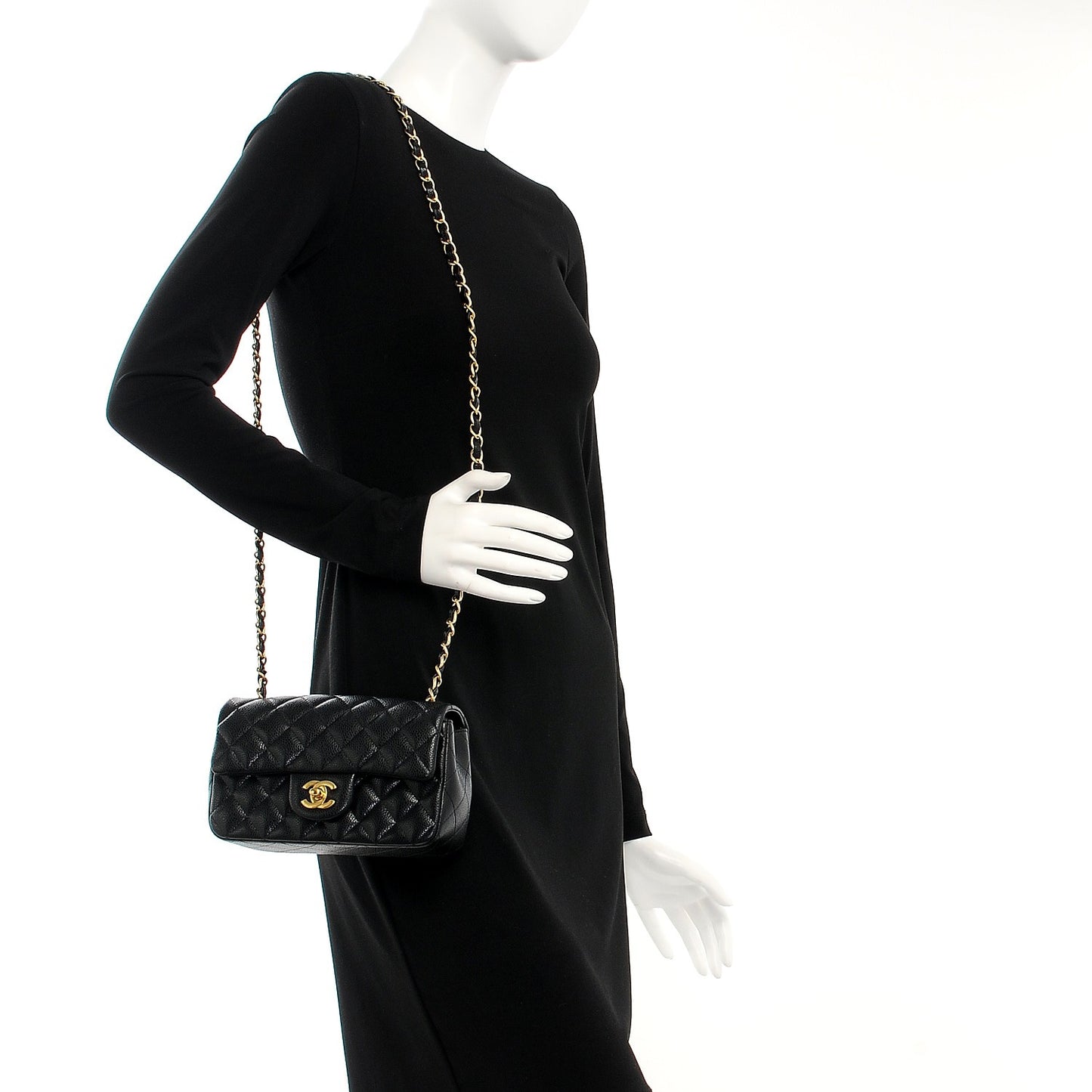 Caviar Quilted Mini Rectangular Flap Black