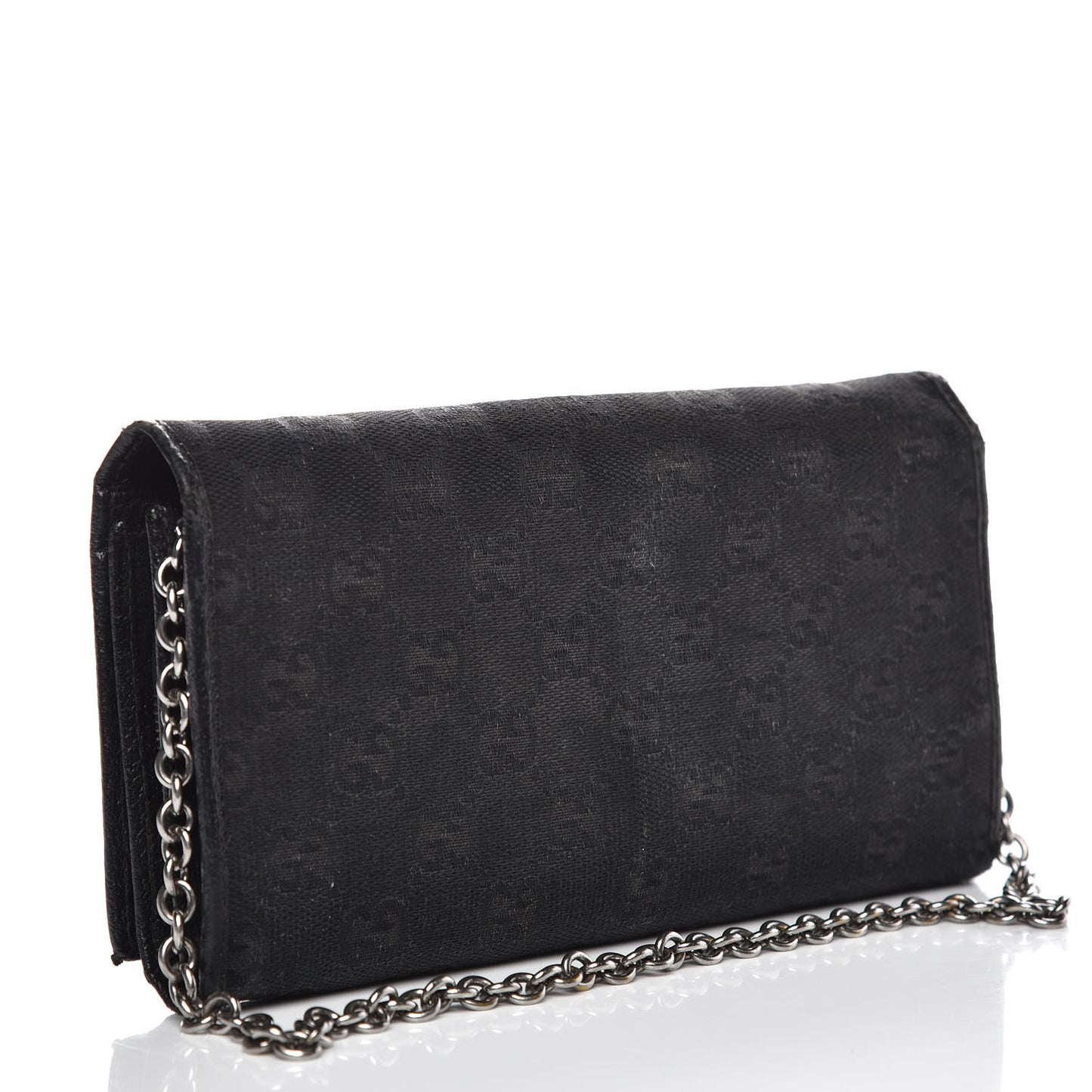 Monogram Metal Bar Chain Wallet Black