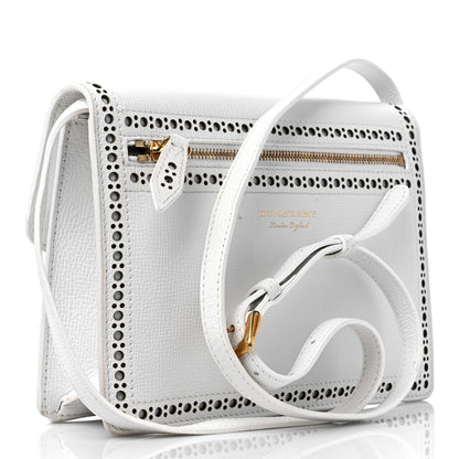 Burberry Grainy Calfskin Broguing Tassel Small Macken Crossbody Bag Chalk White 3 of 14