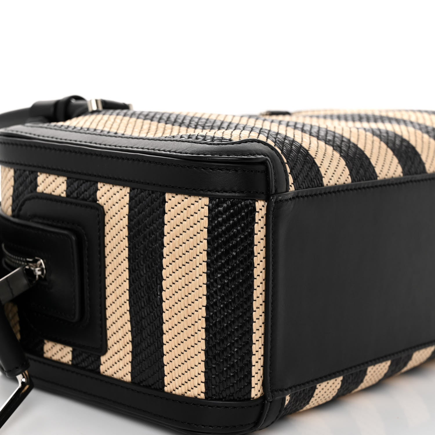 Delvaux Raffia Striped Cool Box MM Satchel Black Naturel 8 of 9