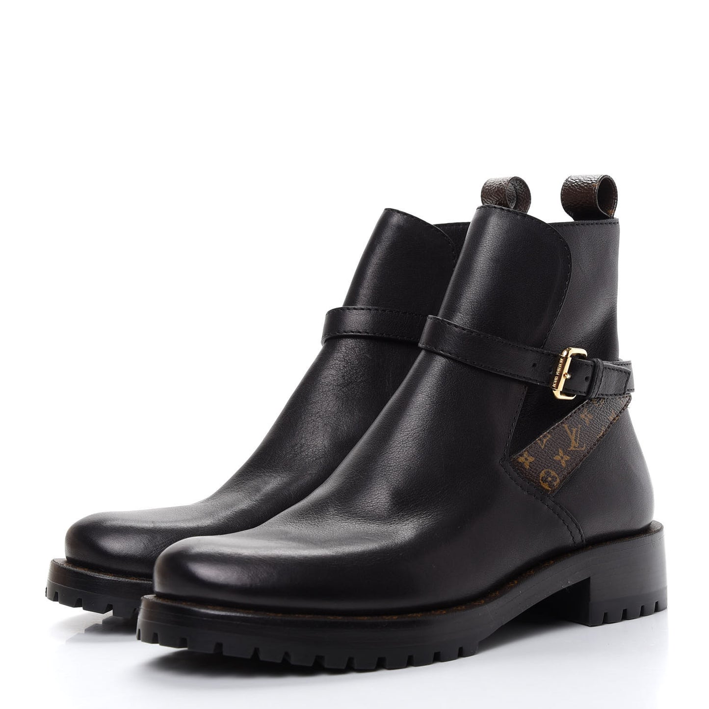 Calfskin Monogram Discovery Flat Ankle Boots 36 Black