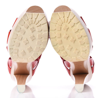 Saint Laurent Patent Wood Tribute 105 Platform Sandals 37.5 Red 7 of 11