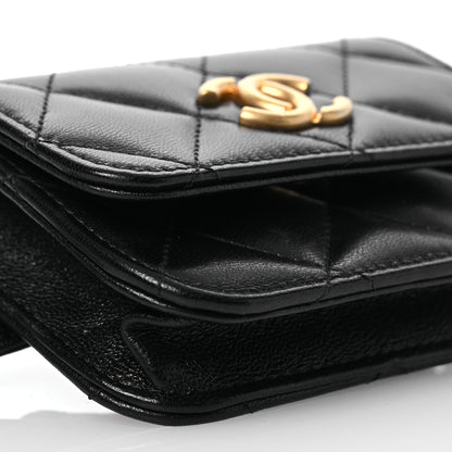 Chanel Goatskin Quilted Punk Essentials Chain Mini Flap Belt Bag Black 9 of 11