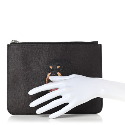 Givenchy Textured Coated Canvas Rottweiler Print Small Cosmetic Pouch Black 2 of 6
