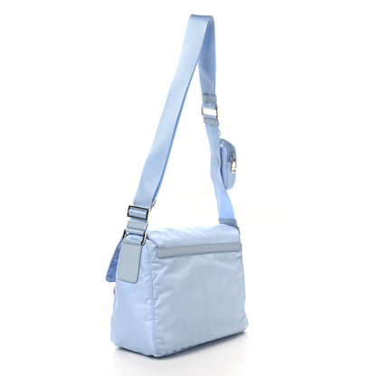 Prada Re-Nylon Vela Saffiano Pocket Double Buckle Messenger Shoulder Bag Celeste 3 of 11