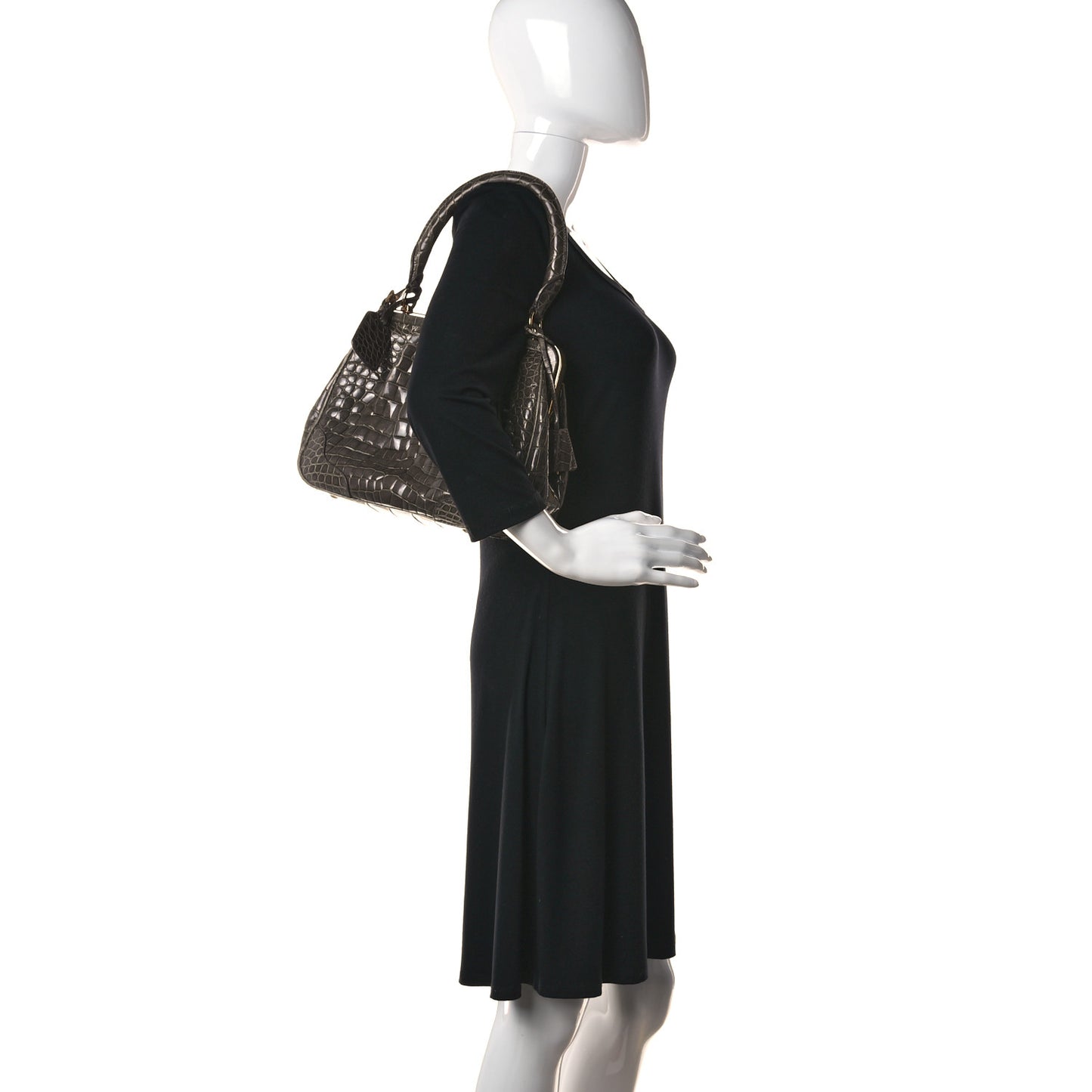 Crocodile Frame Shoulder Bag Grigio