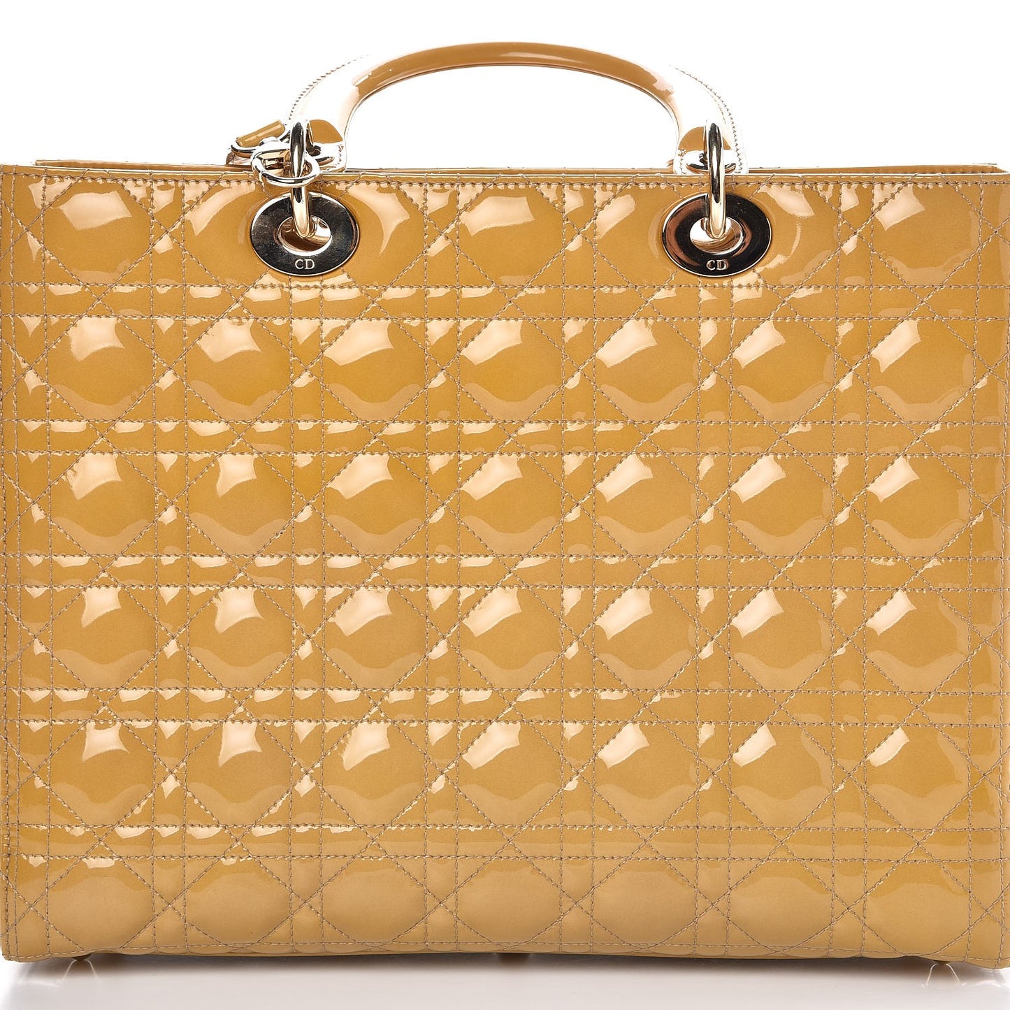 Patent Cannage Large Lady Dior Dark Beige