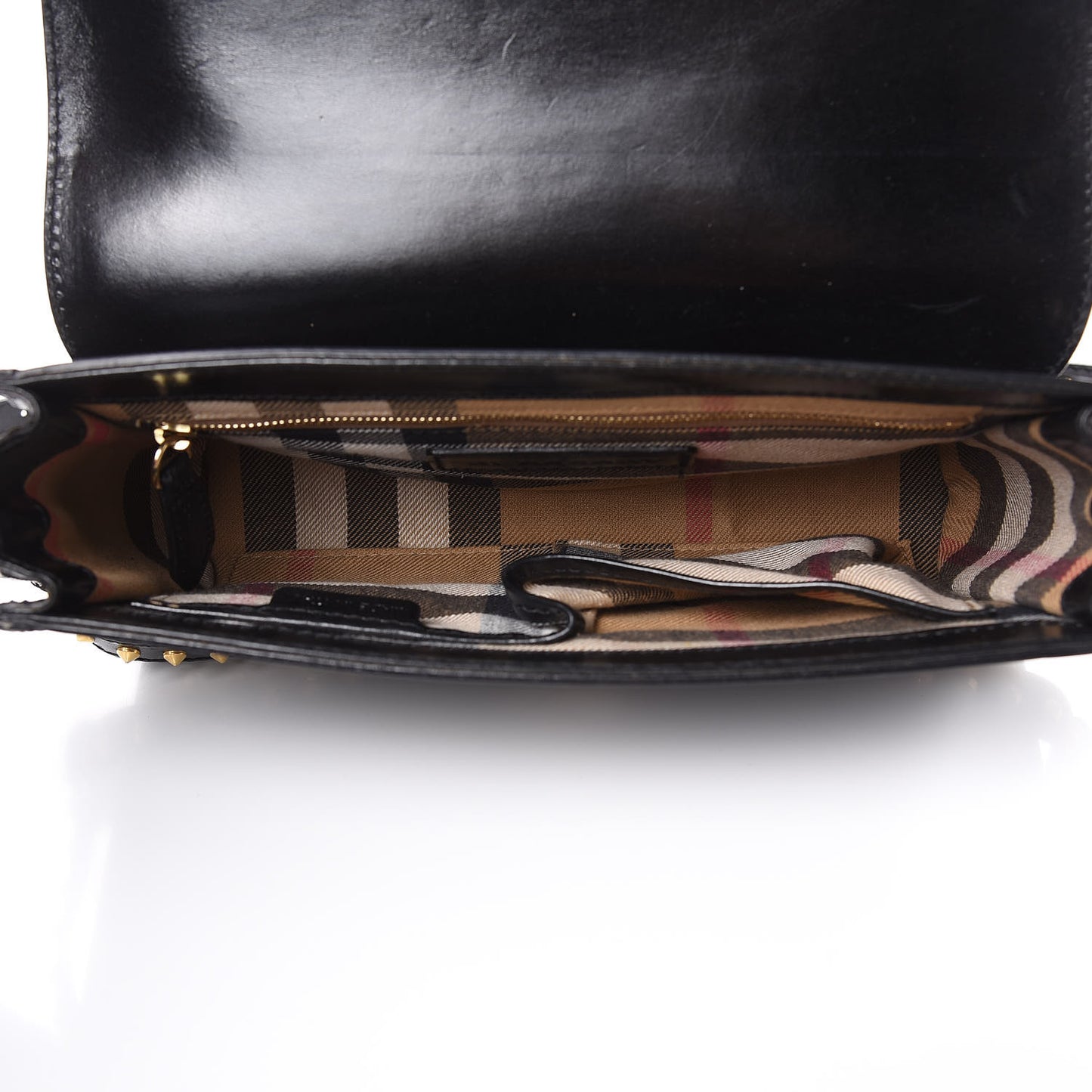 Polished Bridle Calfskin Studded Small Abbott Crossbody Bag Black