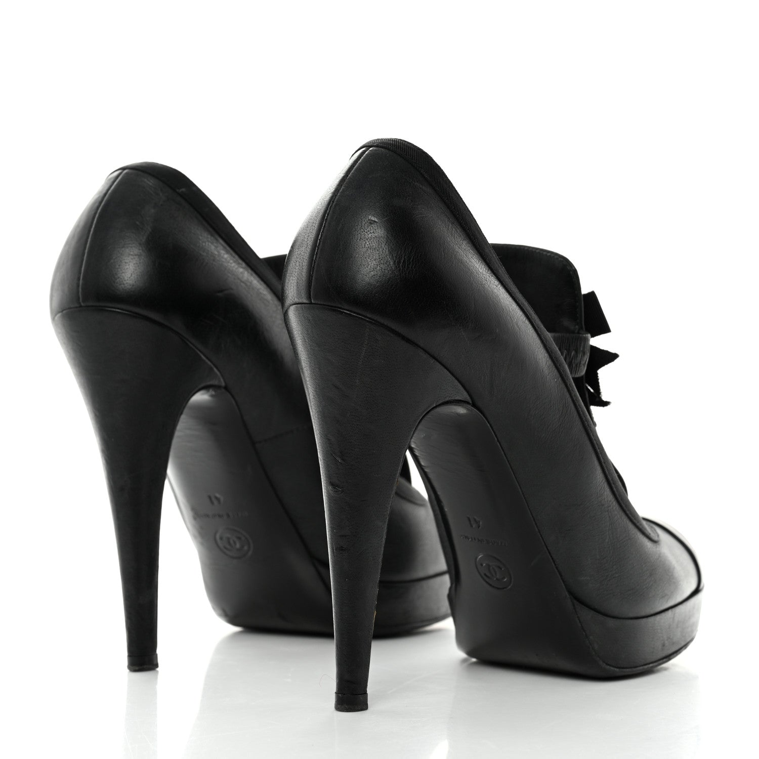 Chanel Lambskin Cap Toe Camellia CC Pumps 41 Black 4 of 11