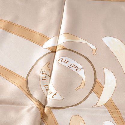 Hermes Silk Au Gre Du Vent Scarf 90 Beige 5 of 7