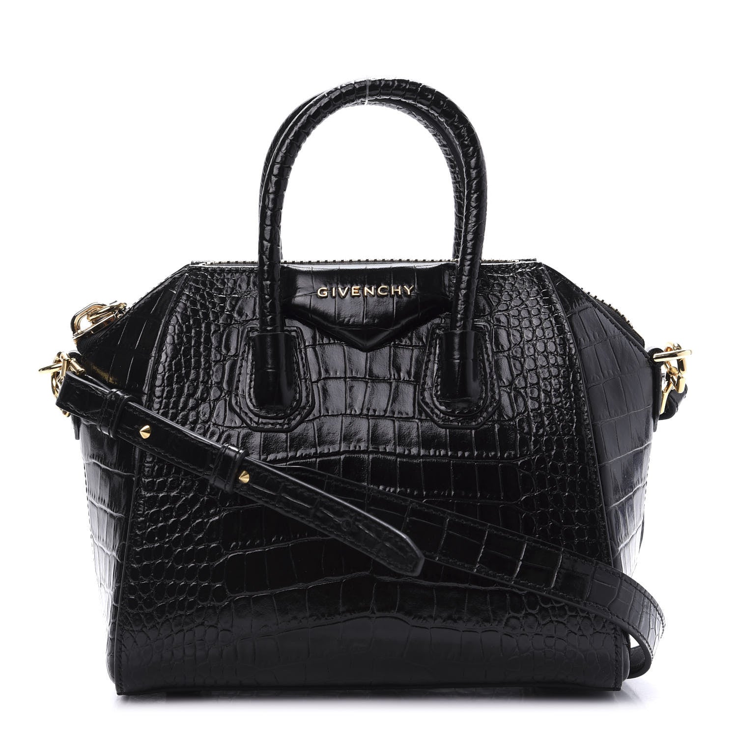 Givenchy Calfskin Crocodile Embossed Mini Antigona Black 1 of 10