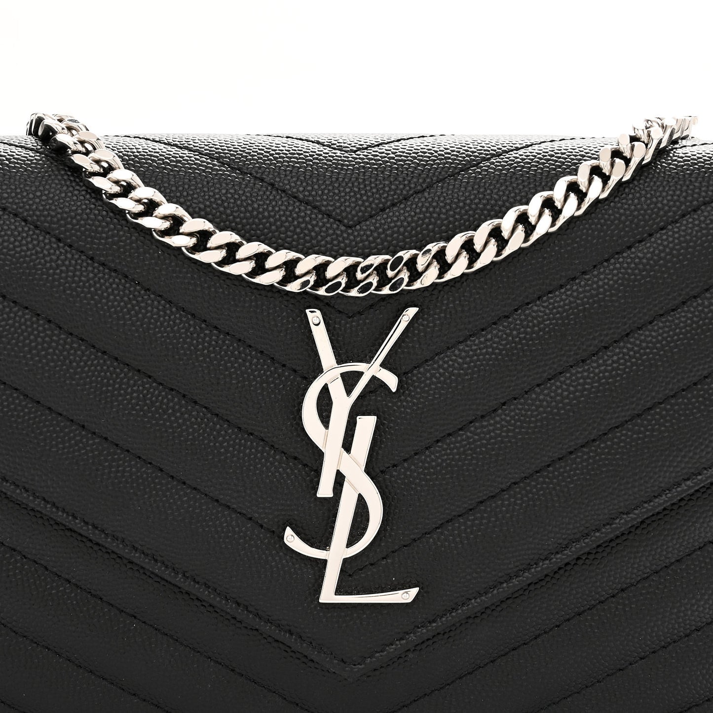 Grain De Poudre Matelasse Chevron Monogram Chain Wallet Black