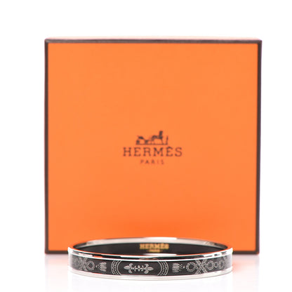 Hermes Enamel Printed Narrow Grand Apparat 2 Bracelet 62 Black 5 of 5