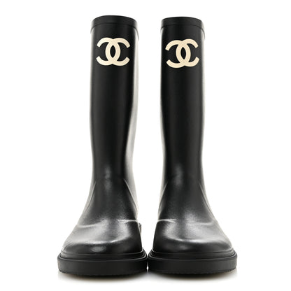 Chanel Caoutchouk CC High Boots 40 Black 3 of 10