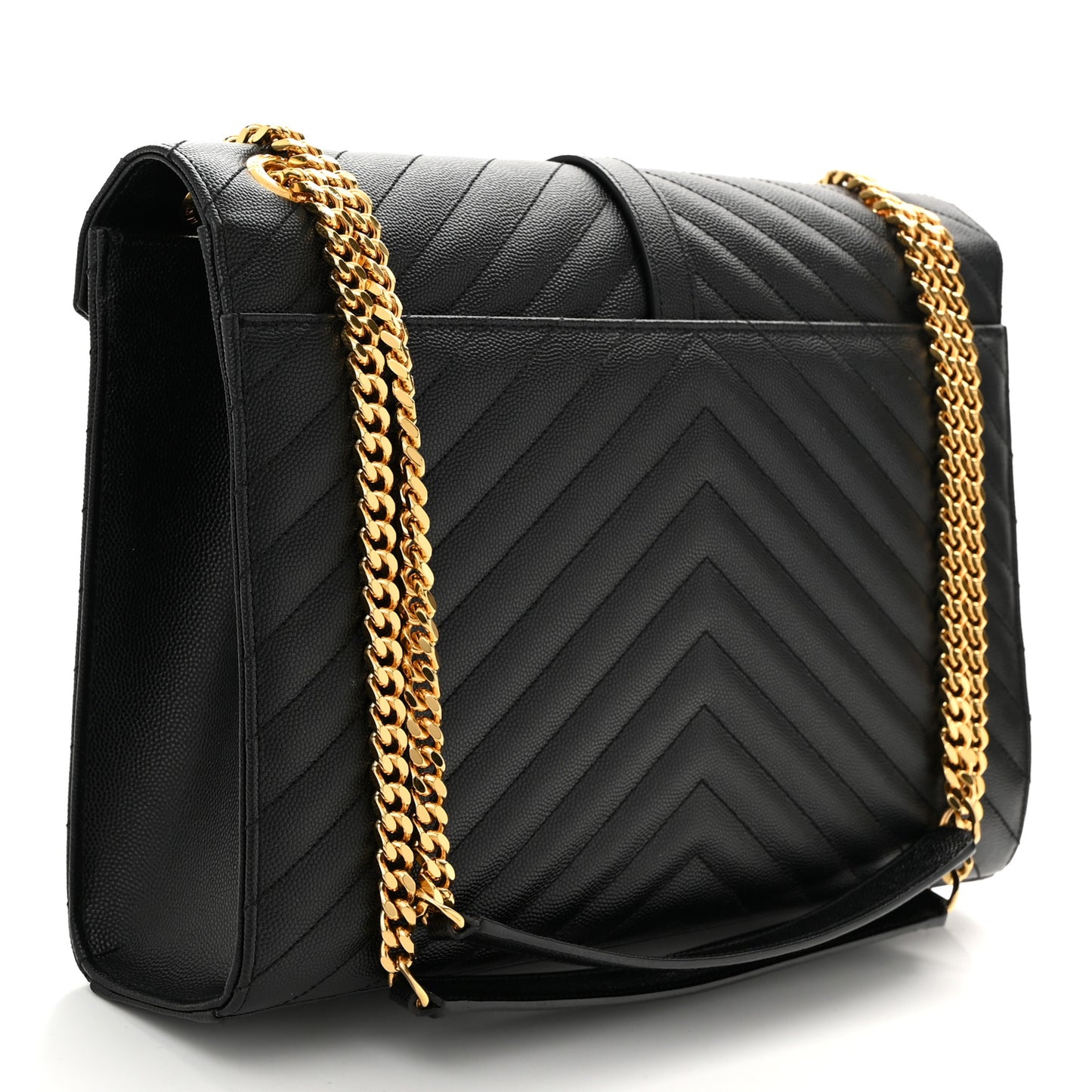 Grain De Poudre Matelasse Chevron Large Monogram Satchel Black