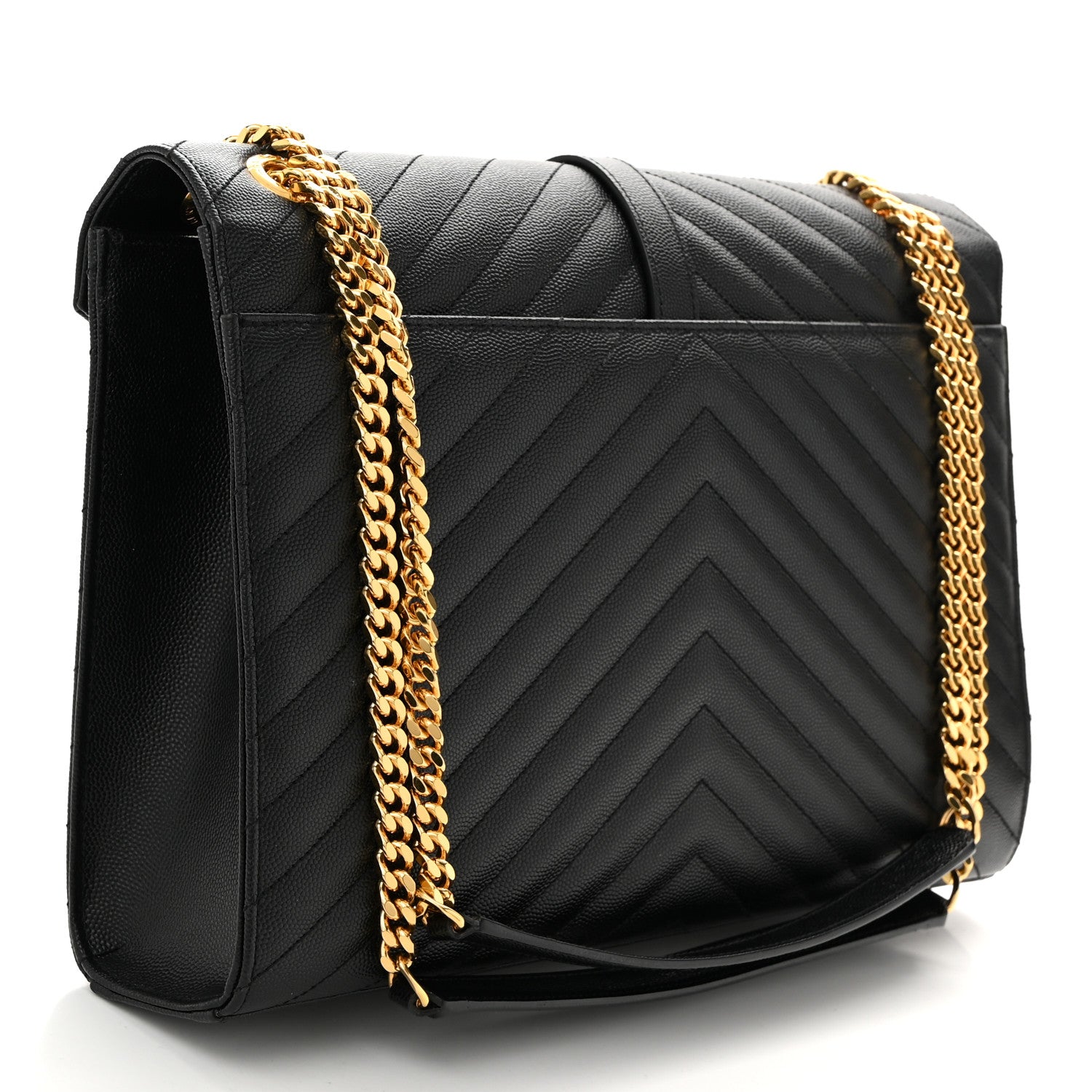 Saint Laurent Grain De Poudre Matelasse Chevron Large Monogram Satchel Black 3 of 10