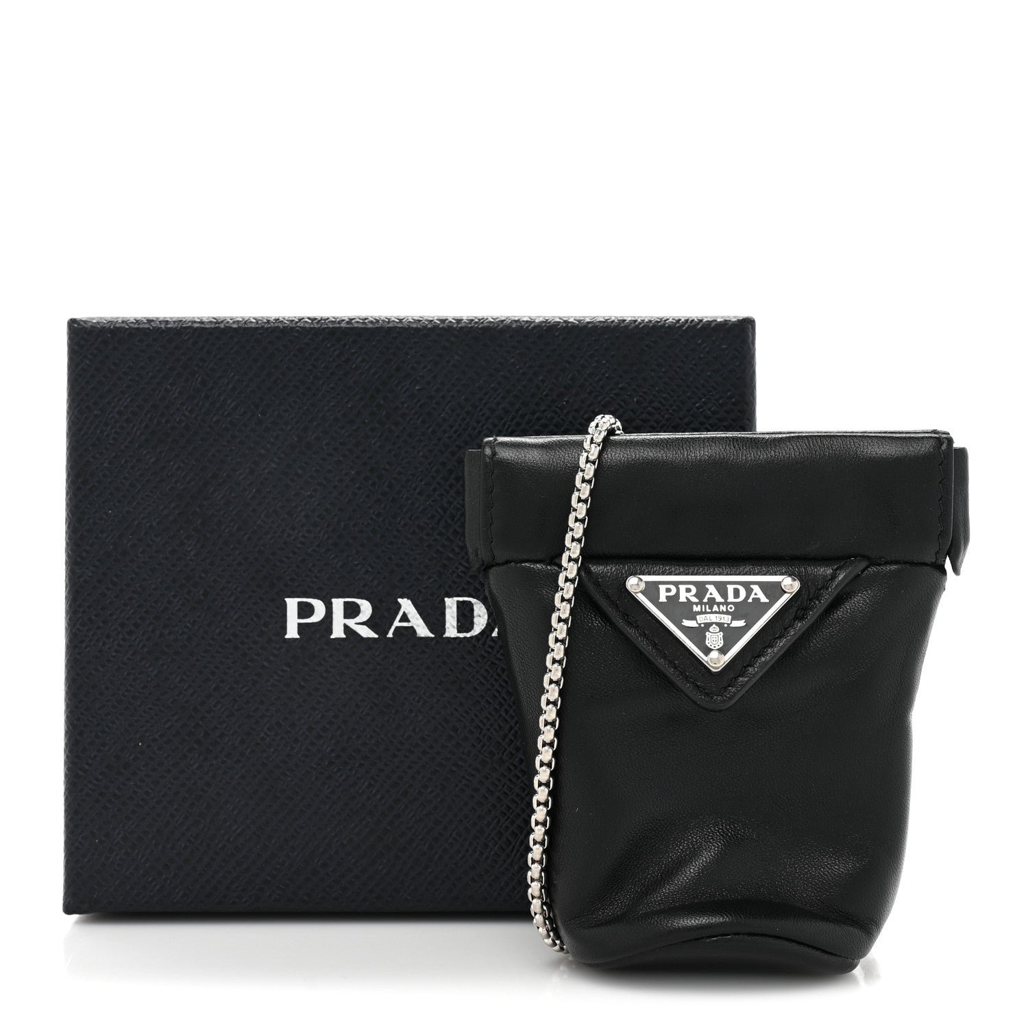 Prada Nappa Re-Nylon Metal Triangle Logo Mini Bucket Crossbody Pouch Black 9 of 9