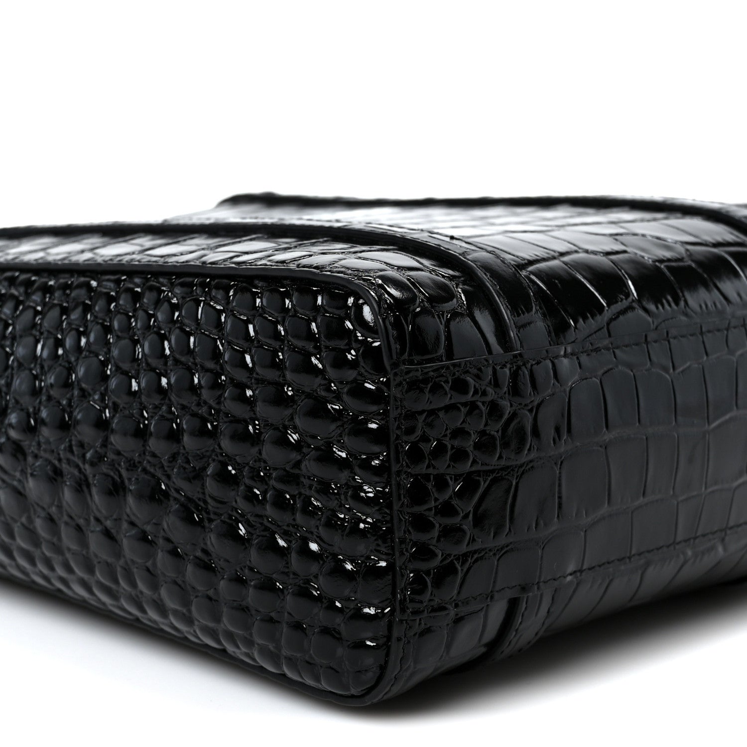 Balenciaga Shiny Calfskin Logo Crocodile Embossed XXS Everyday Tote  Black 9 of 10