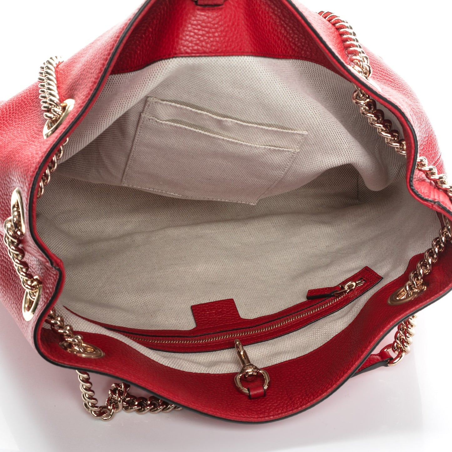 Pebbled Calfskin Medium Soho Chain Shoulder Bag Vibrant Red