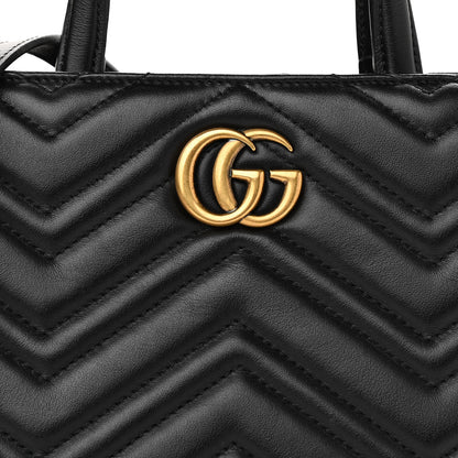 Gucci Calfskin Matelasse Small GG Marmont Tote Black 8 of 10