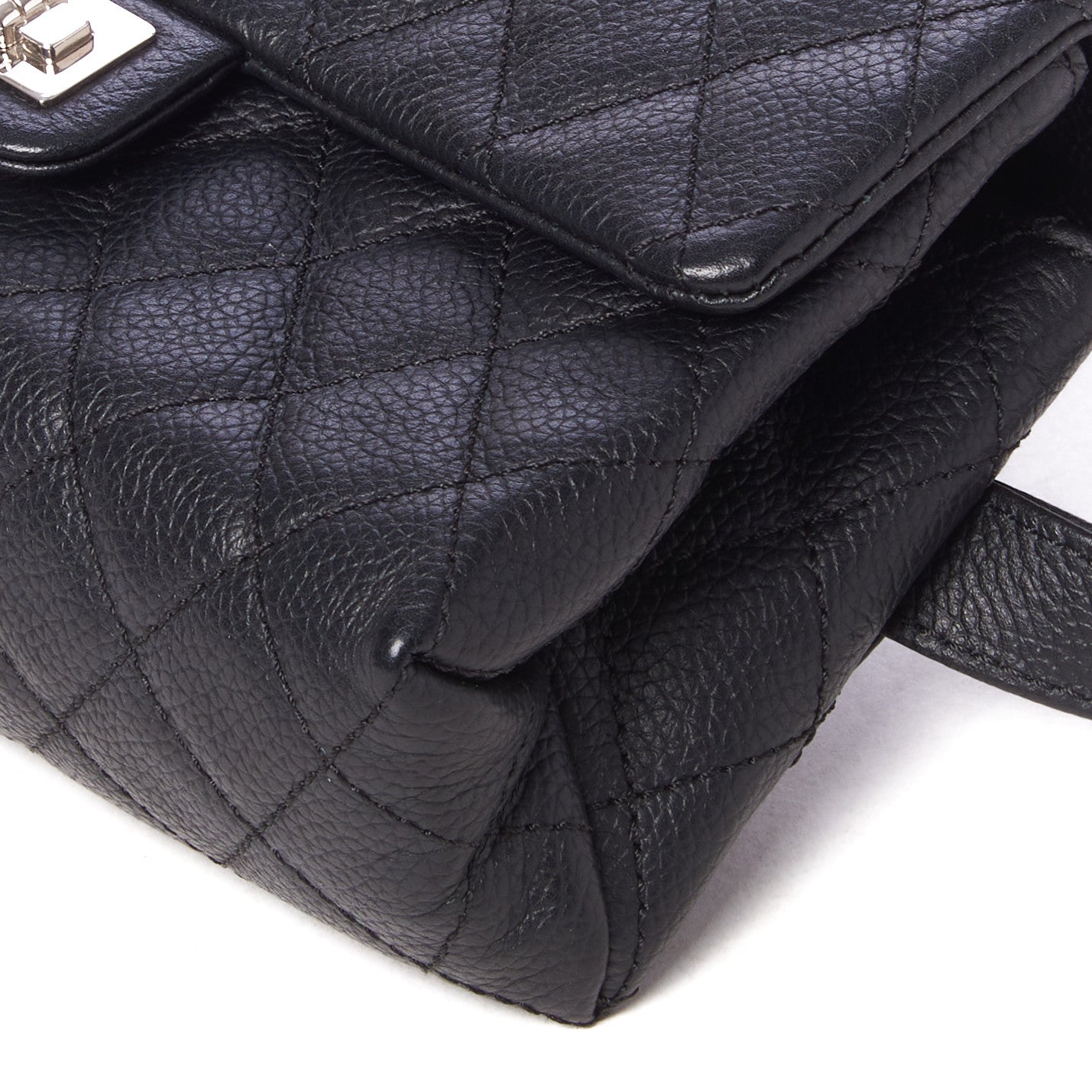 Grained Calfskin Quilted 2.55 Reissue Flap Belt Bag Clutch Black