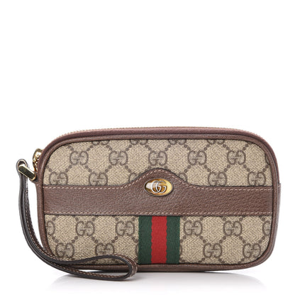 Gucci GG Supreme Monogram Ophidia Phone Case Wristlet Brown 1 of 8
