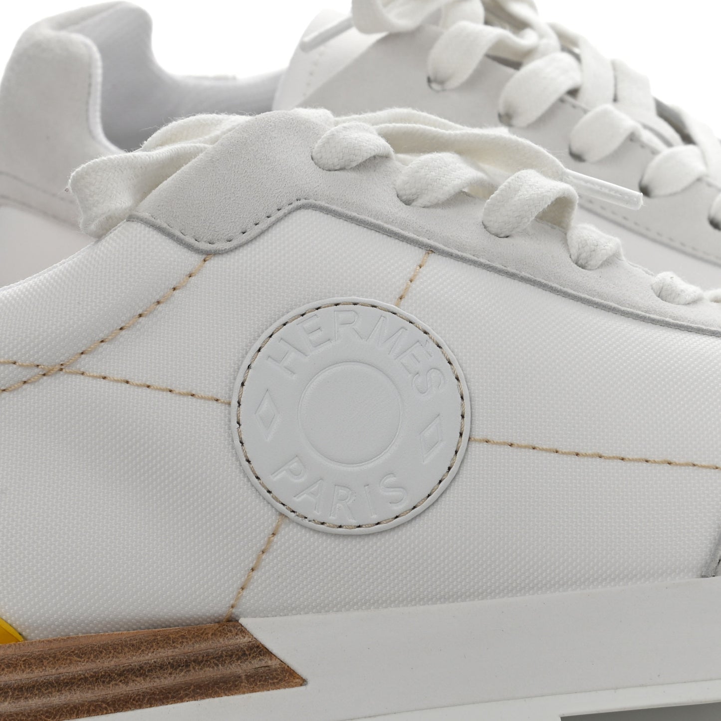 Technical Canvas Calfskin Womens Drive Sneakers 38 White