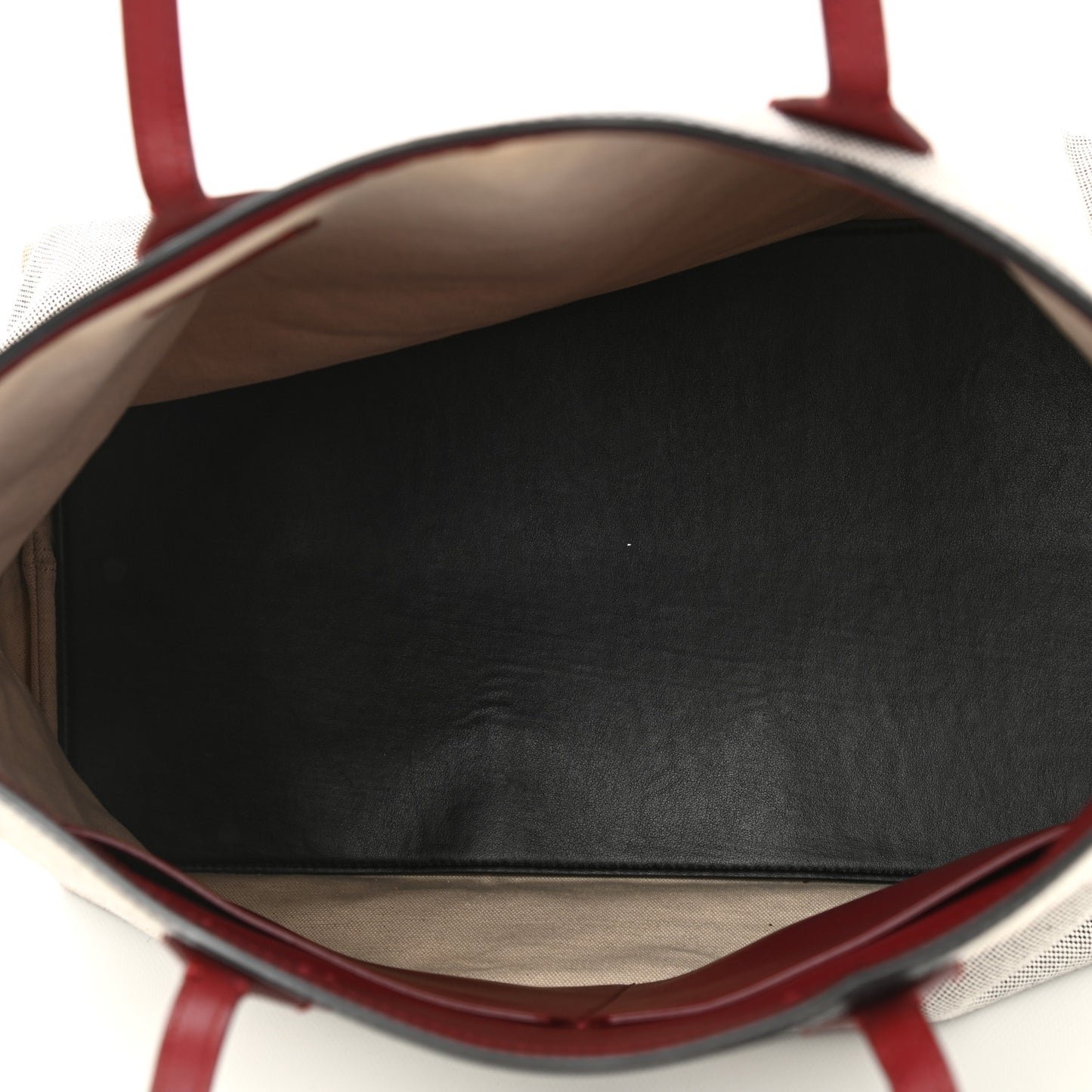 Cotton Canvas Calfskin Large Society Tote Bag Black Burgundy