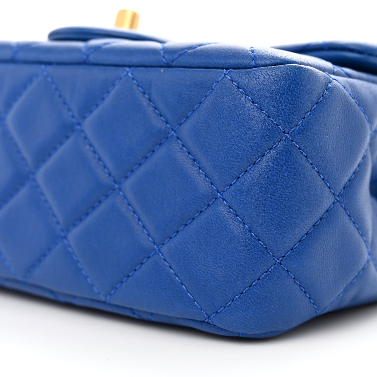 Lambskin Quilted Mini Pearl Crush Flap Blue