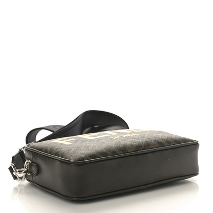 Fendi Shiny Glazed Fabric Vitello Cover FF 1974 Logo Medium Camera Case Tobacco Moro Giallo Ebano 6 of 9