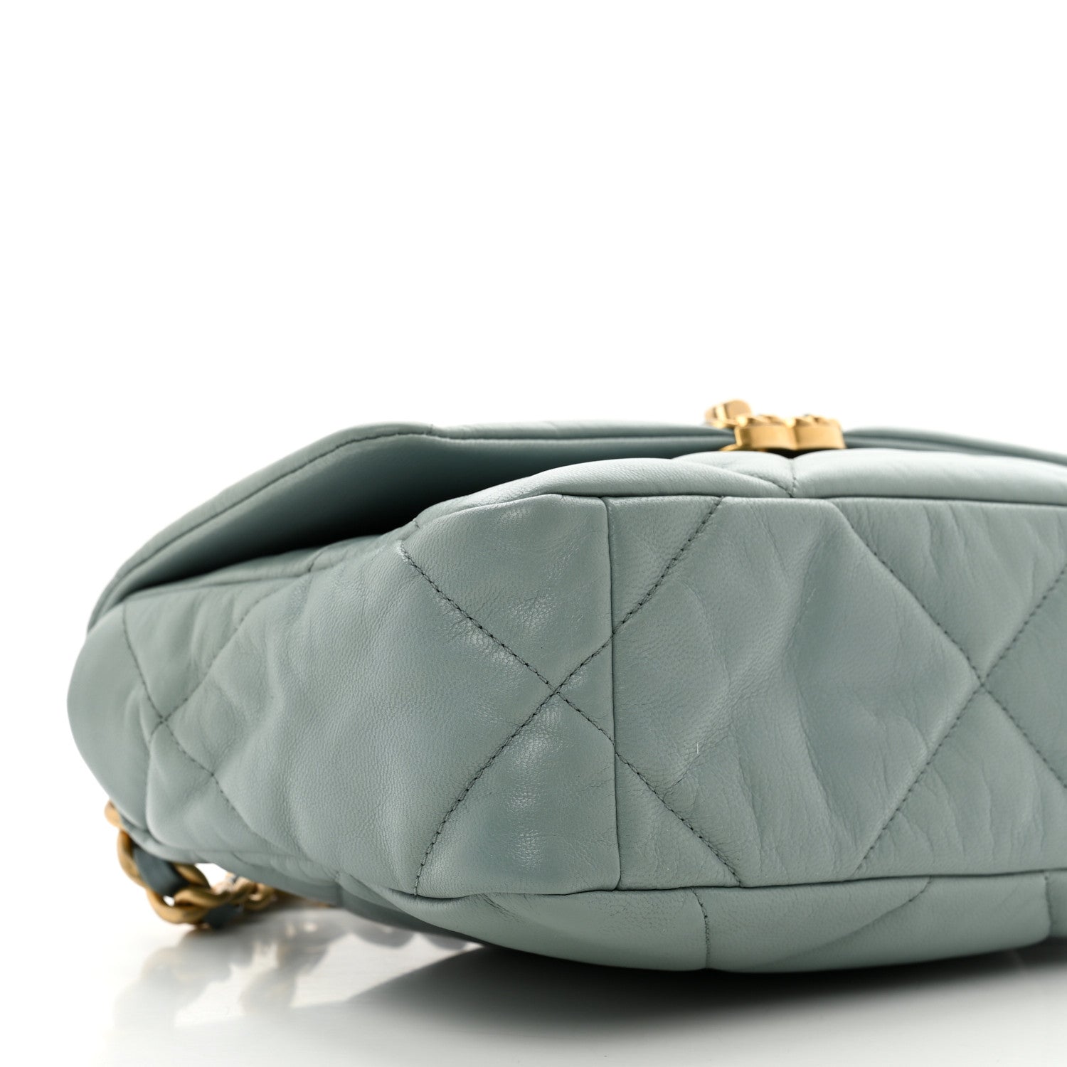 Chanel Goatskin Quilted Medium Chanel 19 Flap Light Green 9 of 10