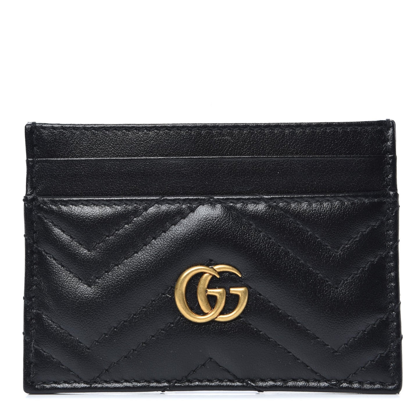 Calfskin Matelasse GG Marmont Card Holder Black