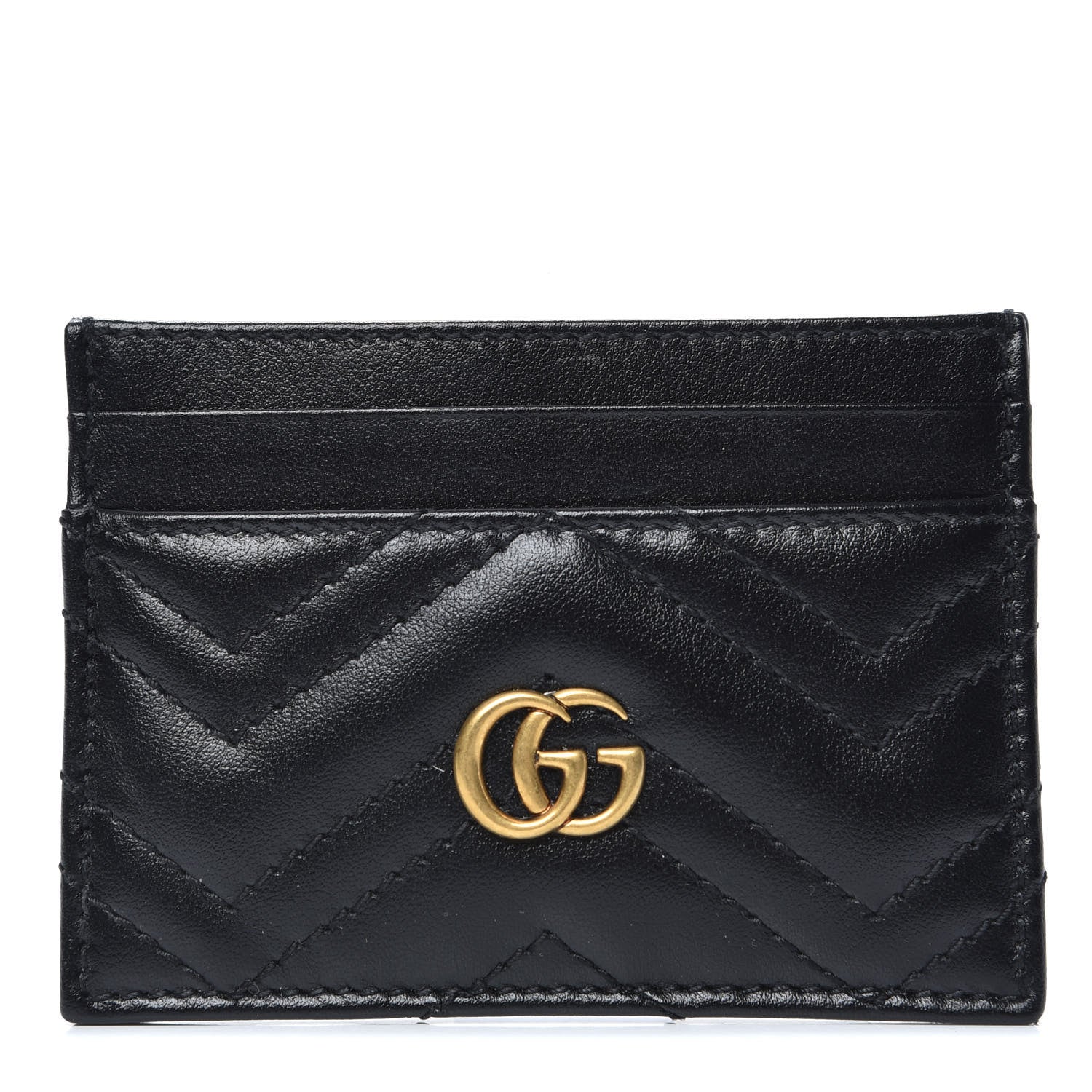 Gucci Calfskin Matelasse GG Marmont Card Holder Black 1 of 6