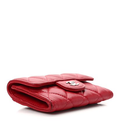 Chanel Lambskin Quilted Flap Card Holder Wallet Red 4 of 10