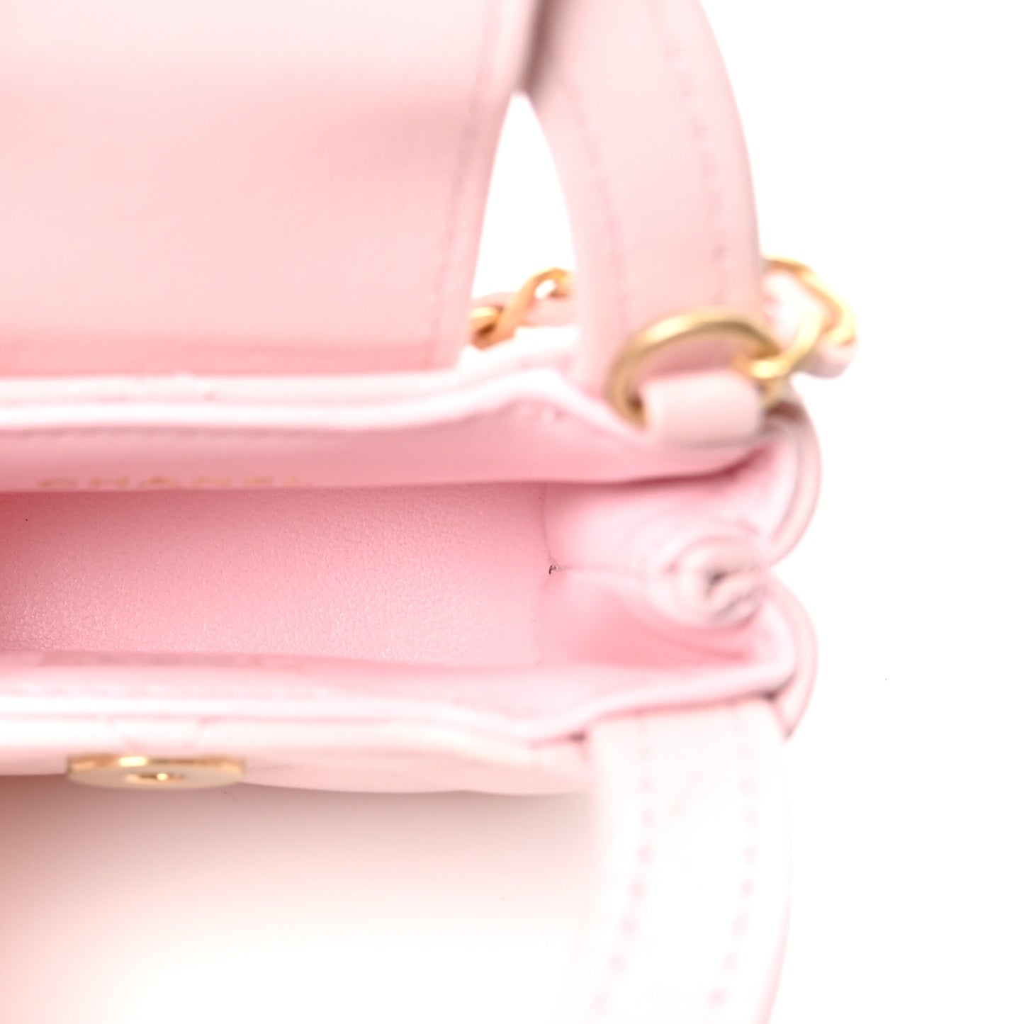 Shiny Lambskin Quilted Mini Kelly Bag Charm Light Pink