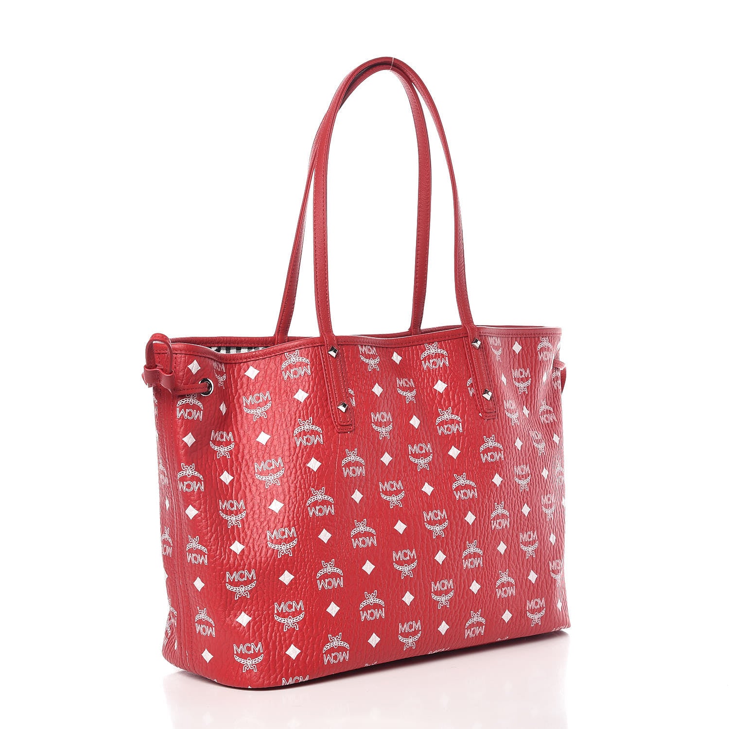 MCM Visetos Medium Reversible Shopper Tote Ruby Red 5 of 17